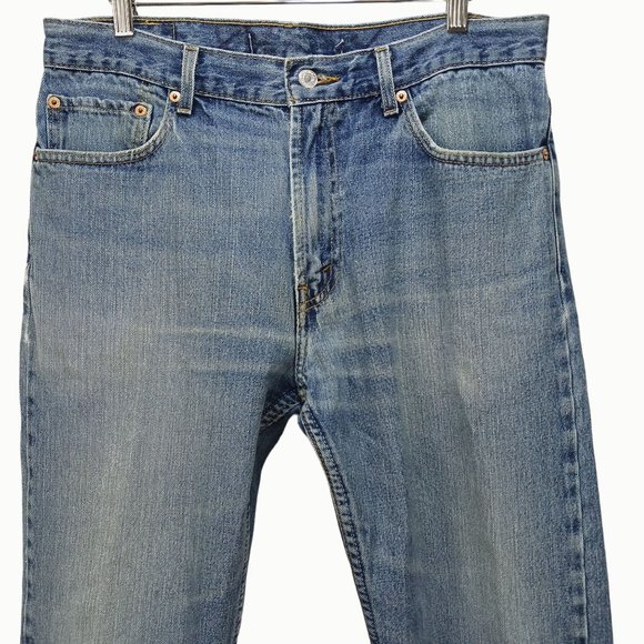 LEVI'S 505 CLASSIC FIT STRAIGHT LEG BLUE JEANS 34X30 (ACT 33X29) - Picture 3 of 15